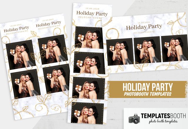 "Holiday Party" Fotostreifen mit Frauen, goldene Marmor-Drucklayouts, Templatesbooth. "Holiday Party" Fotostreifen mit Frauen, goldene Marmor-Drucklayouts, Templatesbooth.