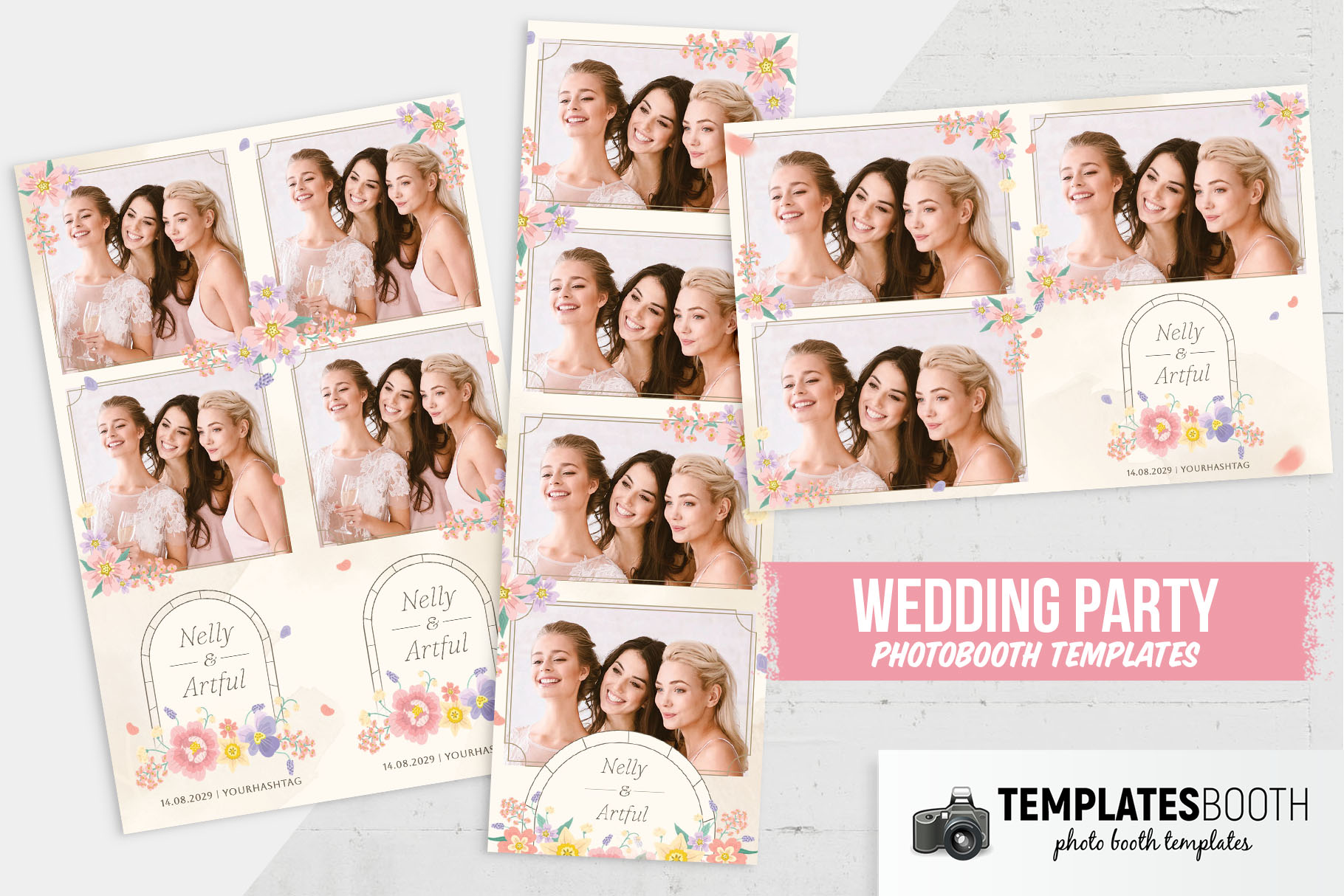 Hochzeit Photobooth Vorlagen für Nelly Arthur mit Brautparty Motiven. Hochzeit Photobooth Vorlagen für Nelly Arthur mit Brautparty Motiven.
