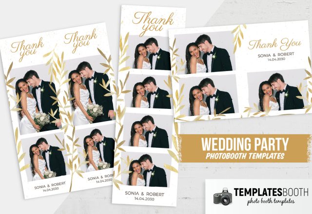 Hochzeits-Fotokabinen-Vorlagen mit "Thank you" und "Wedding Party" Brautpaarfotos. Hochzeits-Fotokabinen-Vorlagen mit "Thank you" und "Wedding Party" Brautpaarfotos.