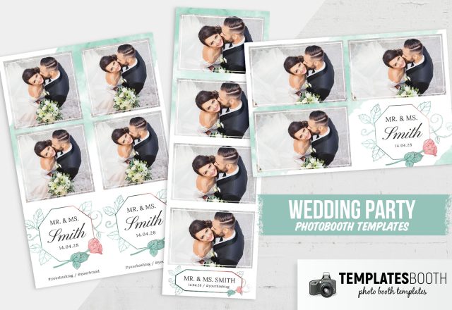 Hochzeits-Photobooth Drucklayouts mit MR & MRS Smith und Wedding Party Text. Hochzeits-Photobooth Drucklayouts mit MR & MRS Smith und Wedding Party Text.